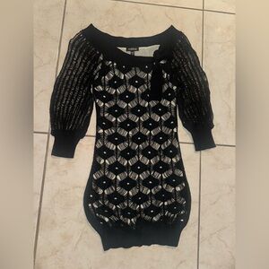 Bebe Black and Cream Knit Top